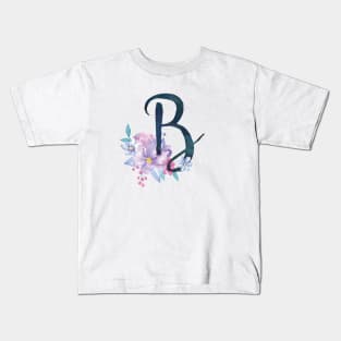 Floral Monogram B Pretty Lilac Bouquet Kids T-Shirt